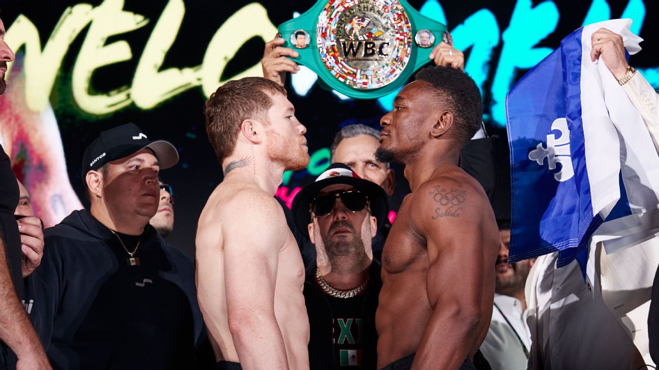 Canelo Alvarez, left, and Chrstian Mbilli will meet for the WBC super middleweight world title in Riyadh, Saudi Arabia, on Saturday. — Article image accompanying Canelo Alvarez-Christian Mbilli live updates, results and analysis on WagerUp Sports News. Canelo Alvarez, left, and Chrstian Mbilli will meet for the WBC super middleweight world title in Riyadh, Saudi Arabia, on Saturday. — Article image accompanying Canelo Alvarez-Christian Mbilli live updates, results and analysis on WagerUp Sports News.