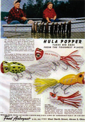 Fred Arbogast Hula Popper w Box and paper work